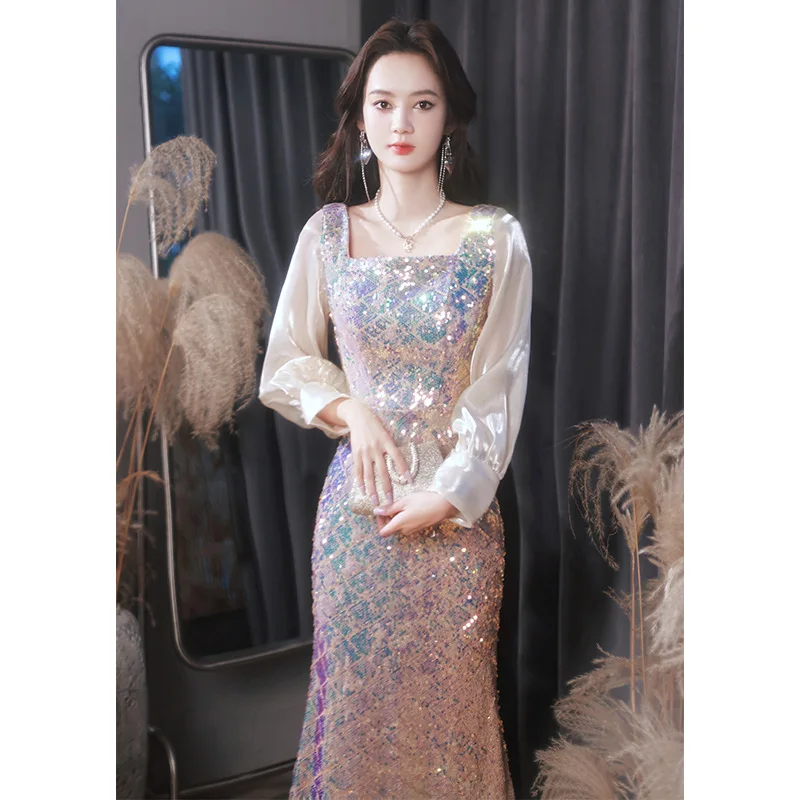 Evening Dress for Women 2026 Spring New Sequined Banquet Temperament Host Long Sleeve Annual Meeting Fishtail Gown
Evening Dress for Women 2026 Spring New Sequined Banquet Temperament Host Long Sleeve Annual Meeting Fishtail Gown
