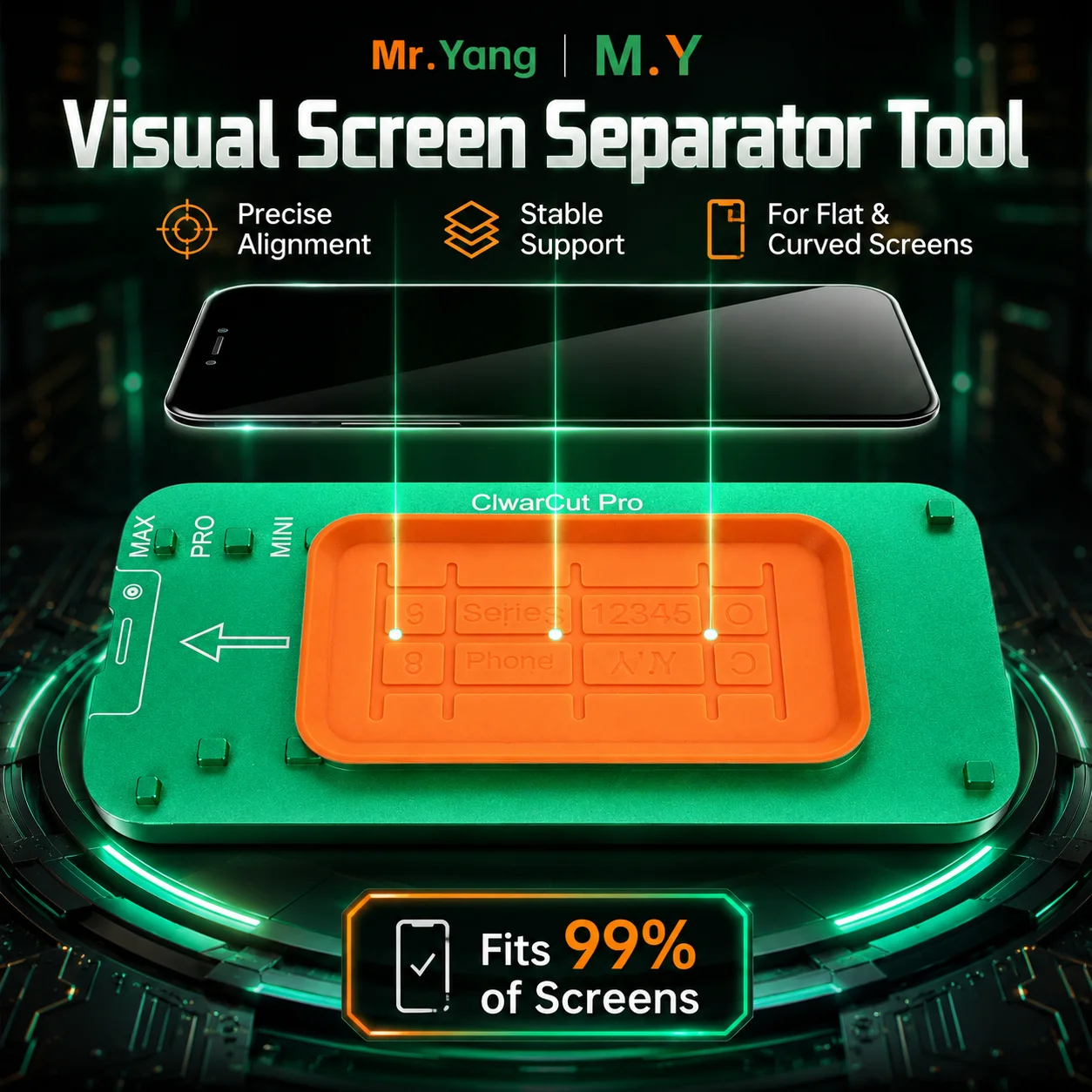 YCS M.Y ClwarCut Pro Universal LCD Screen Visualization Separation Mold Supports 99% Straight Curved Screen Phone Repair Tool
YCS M.Y ClwarCut Pro Universal LCD Screen Visualization Separation Mold Supports 99% Straight Curved Screen Phone Repair Tool