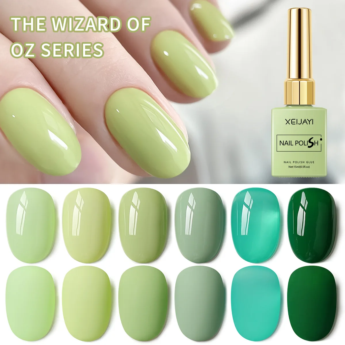 15ml Nail Gel Polish Spring And Summer Green Color Nails Soak Off UV LED Semi Permanent HEMA/TPO FREE Gel Varnishes for Manicure
15ml Nail Gel Polish Spring And Summer Green Color Nails Soak Off UV LED Semi Permanent HEMA/TPO FREE Gel Varnishes for Manicure