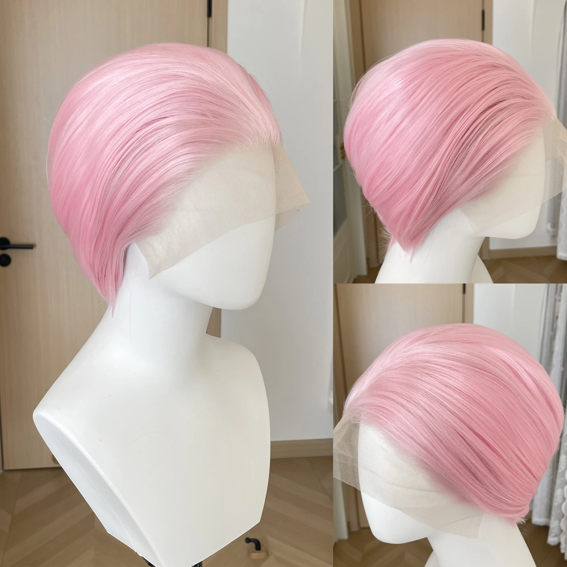 Light Pink Short Bob Cut for Women Cosplay 13x4 Lace Front Wigs for Men Glueless Synthetic Hair Heat Resistant Free Part 150%
Light Pink Short Bob Cut for Women Cosplay 13x4 Lace Front Wigs for Men Glueless Synthetic Hair Heat Resistant Free Part 150%