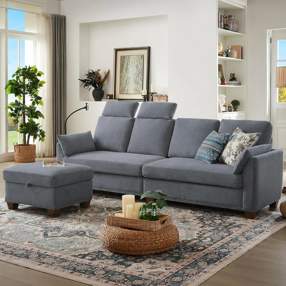 102" Convertible Sectional Sofa, Modern Polyester L Shaped Couch with Storage Chaise and Phone Holder, 4 Seat Sofa Couches
102" Convertible Sectional Sofa, Modern Polyester L Shaped Couch with Storage Chaise and Phone Holder, 4 Seat Sofa Couches
