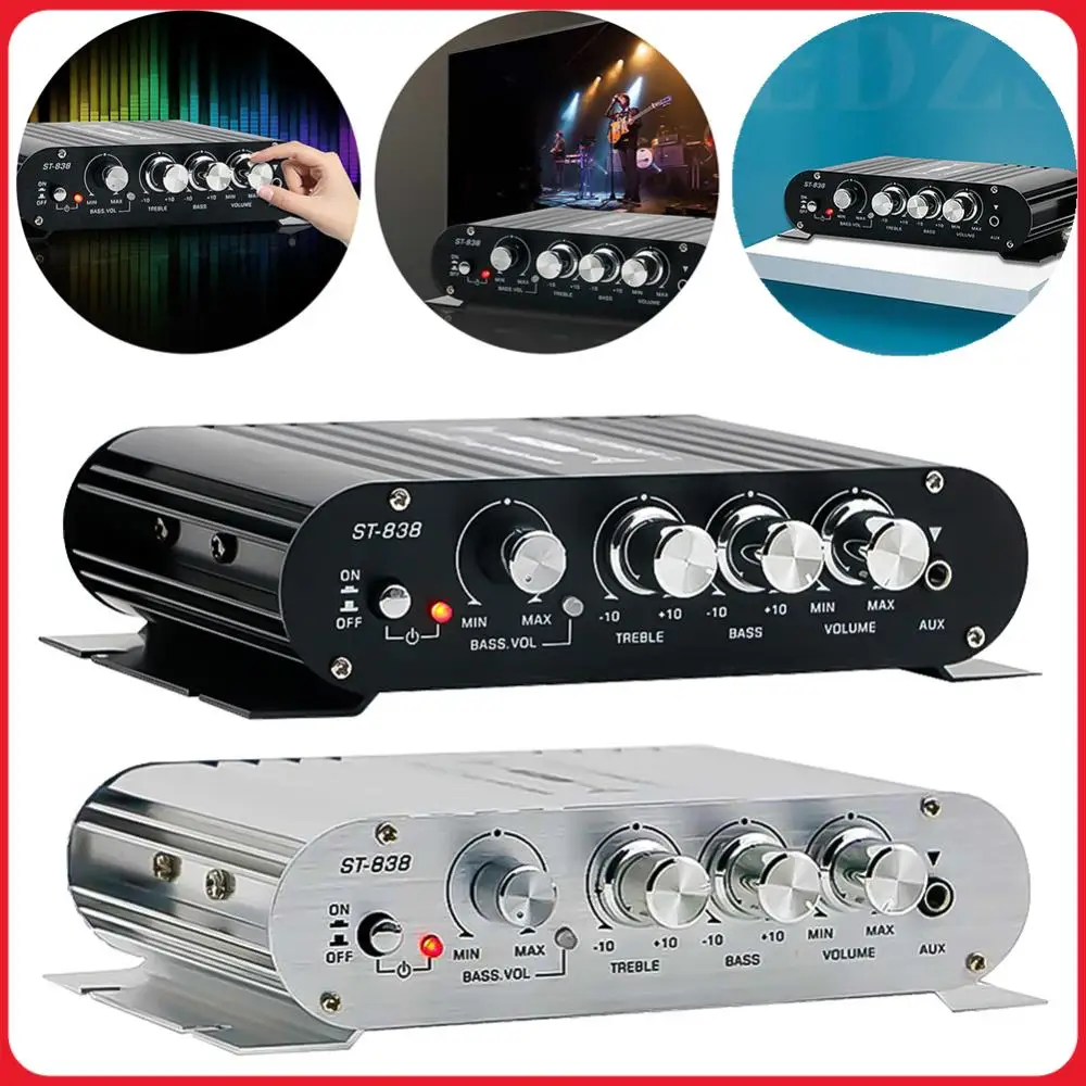 ST-838 HiFi 2.1 Channel Power Amplifier Bass and Treble Adjustment 80W*2 Subwoofer Amplifier Audio Amplifier Mini Media Player
ST-838 HiFi 2.1 Channel Power Amplifier Bass and Treble Adjustment 80W*2 Subwoofer Amplifier Audio Amplifier Mini Media Player