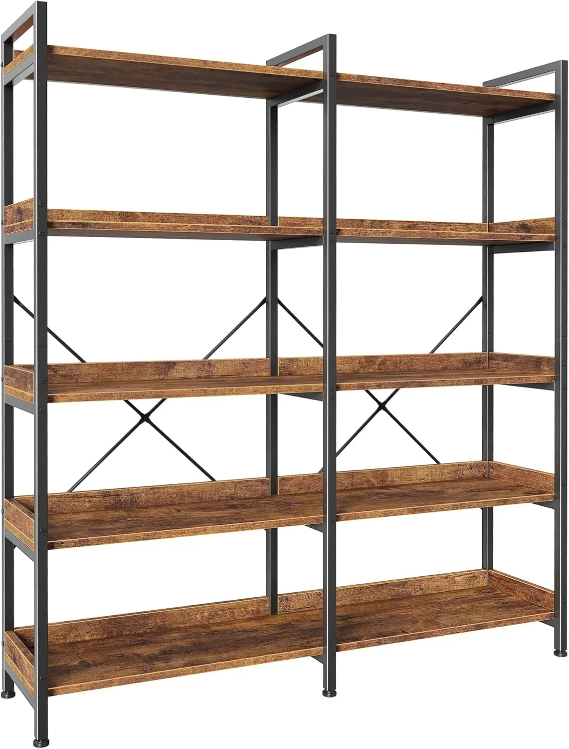 5-Tier Bookshelf with 10 Open Shelves & Raised Edges, 47.2" Wide Metal Frame Bookcase, Rustic Brown
5-Tier Bookshelf with 10 Open Shelves & Raised Edges, 47.2" Wide Metal Frame Bookcase, Rustic Brown