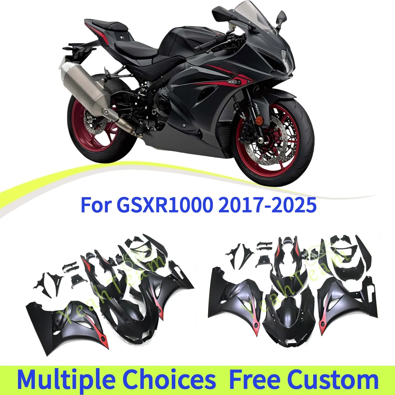 Полный комплект обтекателей для Suzuki GSXR1000 2017-2024 L7-M5 K17 GSXR 1000 GSX-R1000, матовый черный пластик, комплекты обвесов
Полный комплект обтекателей для Suzuki GSXR1000 2017-2024 L7-M5 K17 GSXR 1000 GSX-R1000, матовый черный пластик, комплекты обвесов