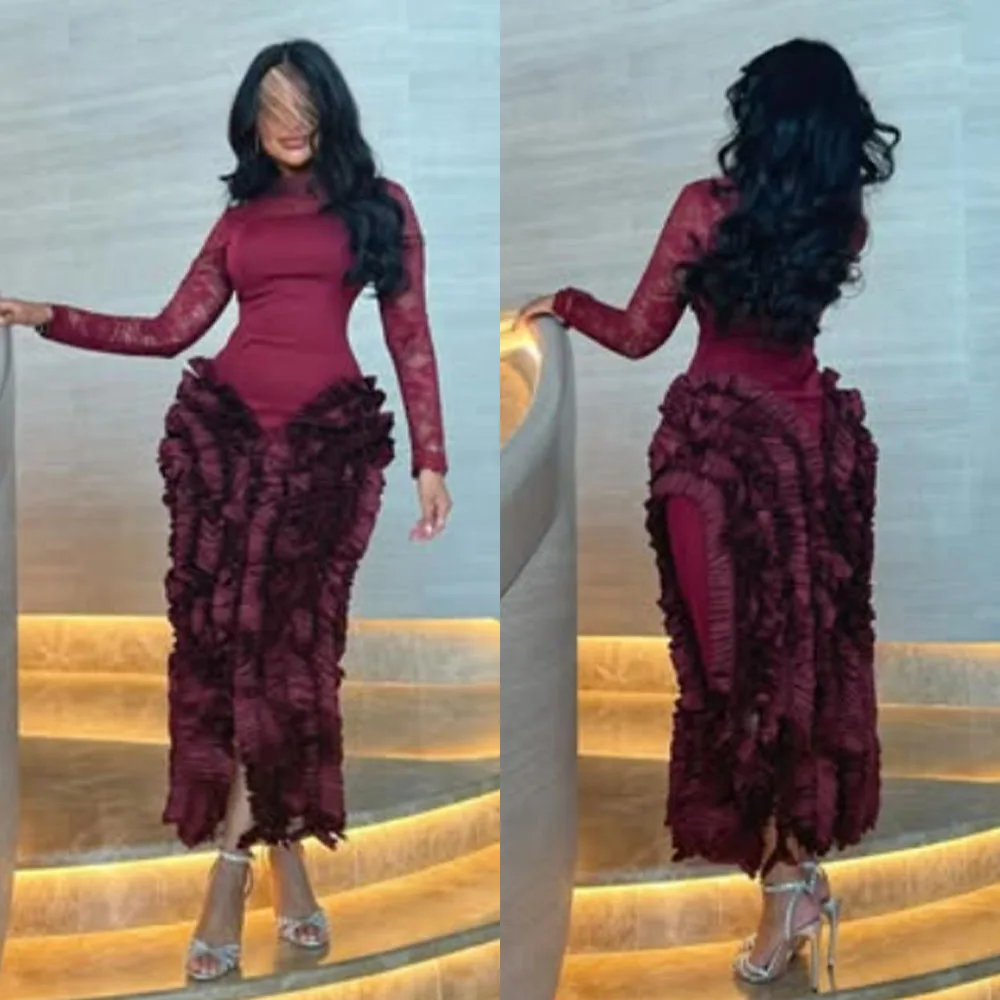 High Quality Customized High Collar Ankle Length Wrinkle Full Sleeves Elegant Dress Women for Wedding Party فساتين حفلات فساتين
High Quality Customized High Collar Ankle Length Wrinkle Full Sleeves Elegant Dress Women for Wedding Party فساتين حفلات فساتين