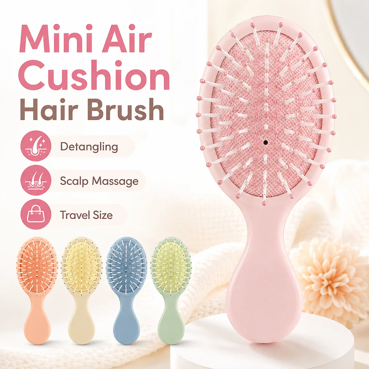 Mini Air Cushion Detangling Hair Brush Portable Travel Scalp Massage Comb for Wet Dry Curly Straight Hair
Mini Air Cushion Detangling Hair Brush Portable Travel Scalp Massage Comb for Wet Dry Curly Straight Hair