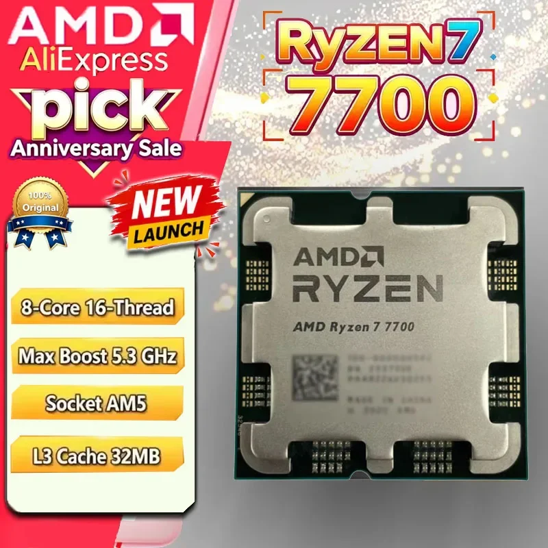 AMD Ryzen 7 7700 OEM Tray CPU AM5 8C16T 3.8GHz 32MB Cache 5nm 65W DDR5 Gaming Processor No Cooler
AMD Ryzen 7 7700 OEM Tray CPU AM5 8C16T 3.8GHz 32MB Cache 5nm 65W DDR5 Gaming Processor No Cooler