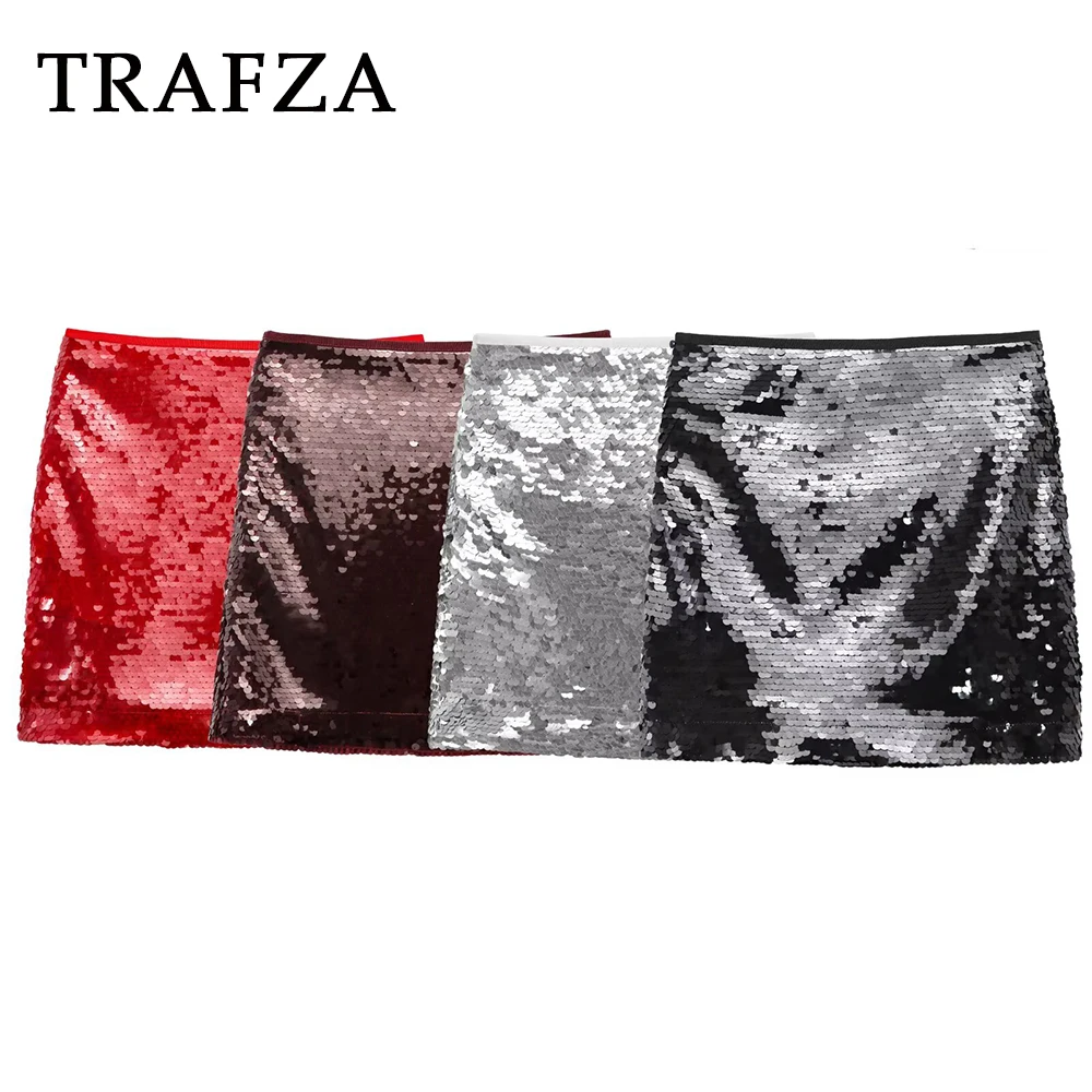 TRAFZA Chic Sexy Mature Women Mini Skirt Fashion 2025 High Street Sequin Sexy Zip Short Skirt Red Night Party Club Mujer Skirt
TRAFZA Chic Sexy Mature Women Mini Skirt Fashion 2025 High Street Sequin Sexy Zip Short Skirt Red Night Party Club Mujer Skirt