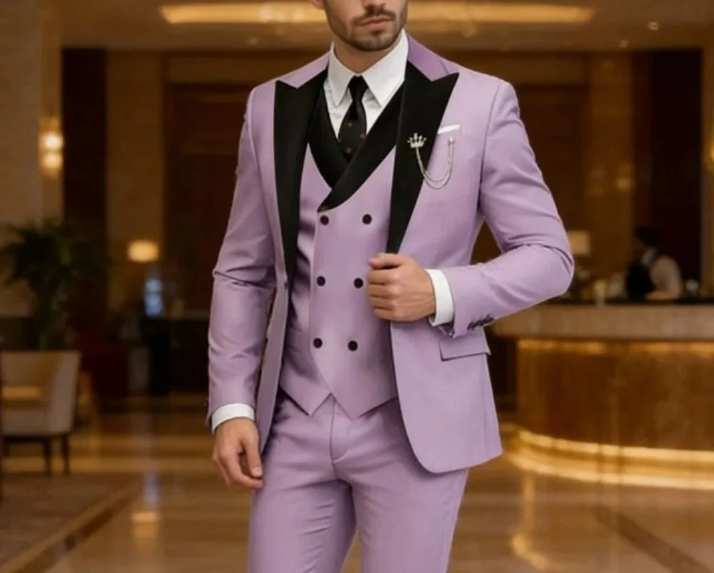 Stylish Lavender Black 3PCS Tuxedo Shawl Lapel Slim Fit Perfect for Bachelor Anniversary Events Charity Galas Bridal Showers
Stylish Lavender Black 3PCS Tuxedo Shawl Lapel Slim Fit Perfect for Bachelor Anniversary Events Charity Galas Bridal Showers