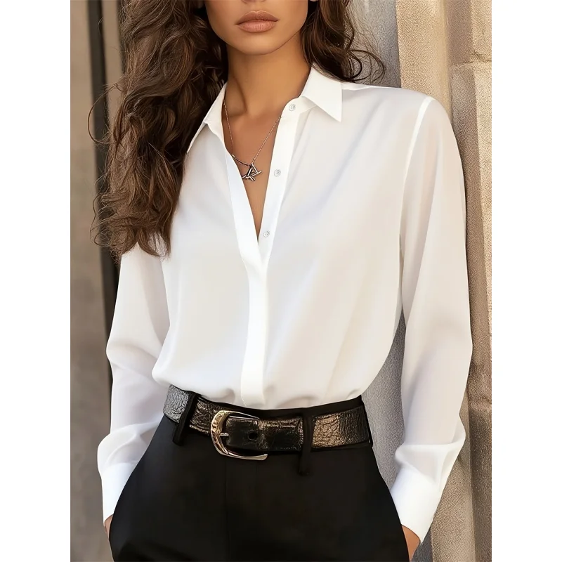 Solid Color French Shirt Women'S New Long Sleeve Hidden Placket Commuter Temperament Professional Dress Shirt
Solid Color French Shirt Women'S New Long Sleeve Hidden Placket Commuter Temperament Professional Dress Shirt