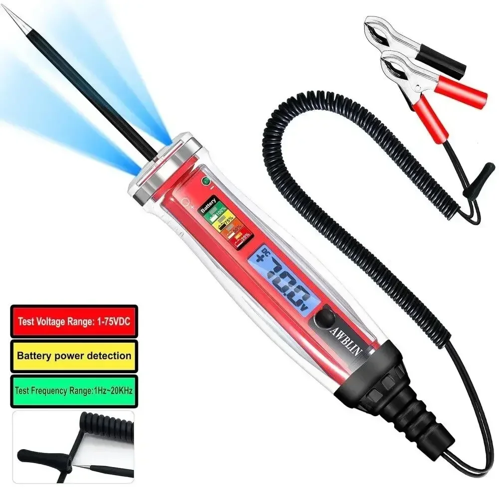 LCD Digital Circuit Tester Heavy Duty Light Tester Fuse Voltage Tester Electrical Tool Battery Power Detector Tool DC 1-75V
LCD Digital Circuit Tester Heavy Duty Light Tester Fuse Voltage Tester Electrical Tool Battery Power Detector Tool DC 1-75V