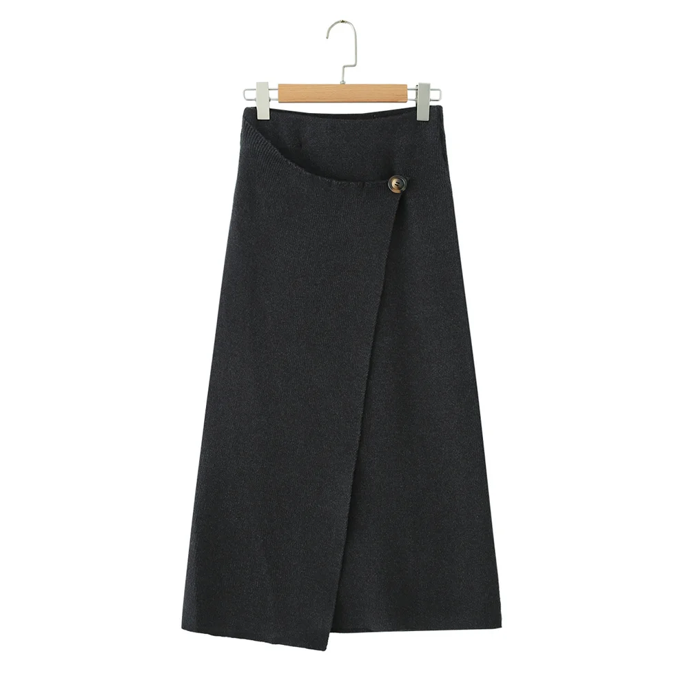 New autumn and winter women's high waisted casual versatile double breasted flat needle split A-line MIDI skirt
New autumn and winter women's high waisted casual versatile double breasted flat needle split A-line MIDI skirt