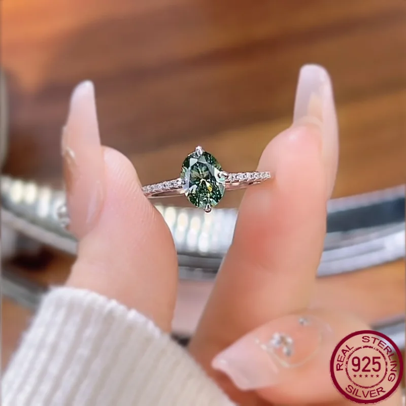 New S925 Silver Ins Style Daily Fashion Versatile 6 * 8mm Tourmaline Green Pigeon Egg Ring Female Actress Elegant Wedding Ring
New S925 Silver Ins Style Daily Fashion Versatile 6 * 8mm Tourmaline Green Pigeon Egg Ring Female Actress Elegant Wedding Ring