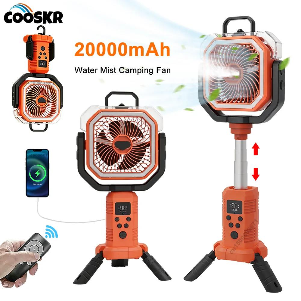 20000mAh Portable Camping Fan Tent Air Circulator Wireless Ceiling Fan Outdoor Rechargeable Electric Fan Water Mist Spray Fan
20000mAh Portable Camping Fan Tent Air Circulator Wireless Ceiling Fan Outdoor Rechargeable Electric Fan Water Mist Spray Fan