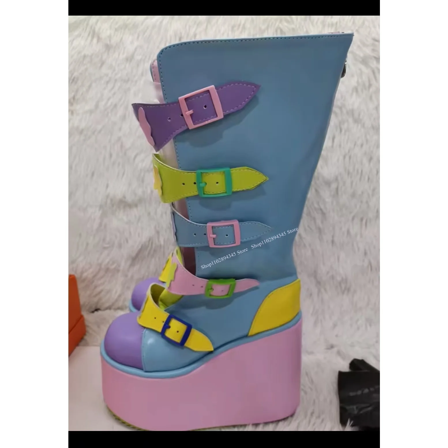 Mixed Color Knee High Buckle Boots Wedge Heel Round Toe Fashion Sexy Cool 2024 Winter Big Size Woman Shoes Zapatillas Mujer
Mixed Color Knee High Buckle Boots Wedge Heel Round Toe Fashion Sexy Cool 2024 Winter Big Size Woman Shoes Zapatillas Mujer