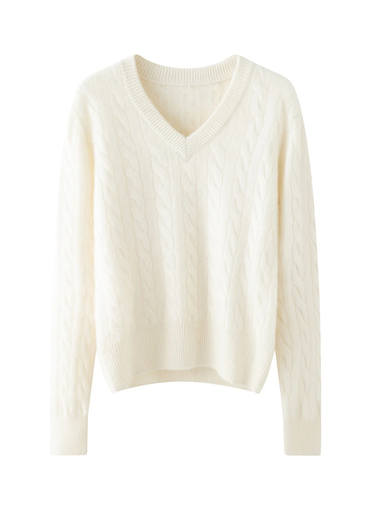Classic Autumn Winter Woman Sweater Light Luxury Ladies 100% Cashmere Knitwear V-Neck Pullover Long Sleeve Clothing Tops Jersey
Classic Autumn Winter Woman Sweater Light Luxury Ladies 100% Cashmere Knitwear V-Neck Pullover Long Sleeve Clothing Tops Jersey