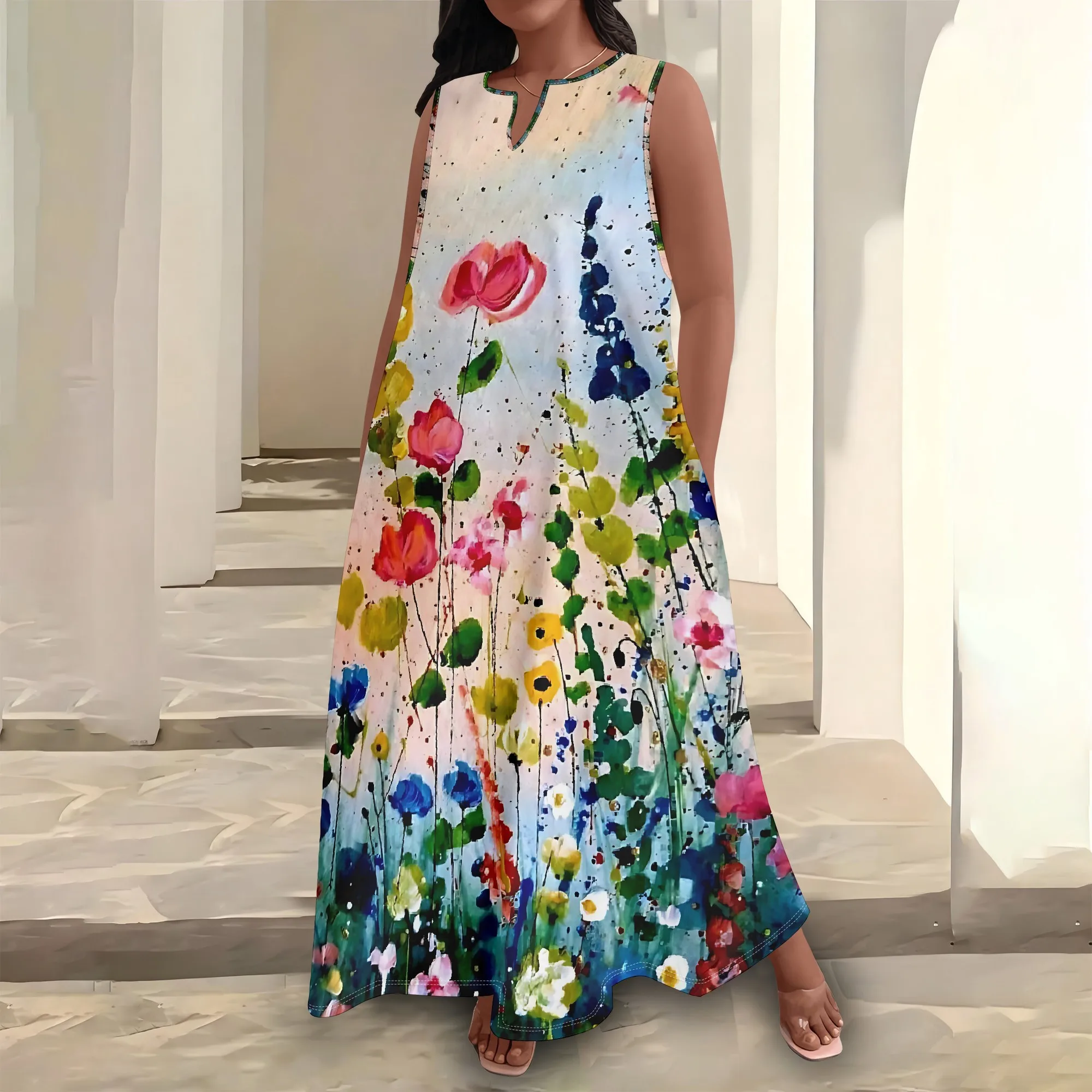 Plus Size Women's Summerl Fashion Printed African Style Sleeveless Round V Neck Dress Loose And Casual Dress
Plus Size Women's Summerl Fashion Printed African Style Sleeveless Round V Neck Dress Loose And Casual Dress