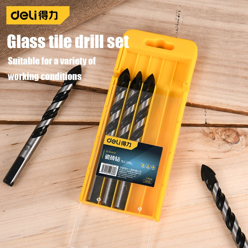 Deli Triangle Drill Bit Diamond Drill Set Multifunction Ceramic Tile Concrete Brick Wood Glass Punching Hole Saw Metal Drill Kit
Deli Triangle Drill Bit Diamond Drill Set Multifunction Ceramic Tile Concrete Brick Wood Glass Punching Hole Saw Metal Drill Kit