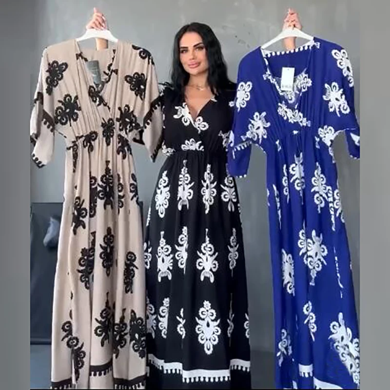 New Plus Size Dress Women Short Sleeve V Neck A-line Bohemian Dresses For Women Casual Pattern Printed Beach Holiday Long Dress
New Plus Size Dress Women Short Sleeve V Neck A-line Bohemian Dresses For Women Casual Pattern Printed Beach Holiday Long Dress