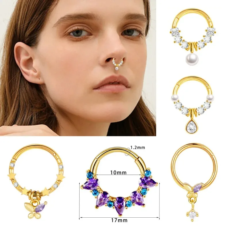 Titanium Stainless Steel Septum Piercing Nose Rings for Women Colorful Cubic Zirconia Septum Nose Rings Nose Piercing jewelry
Titanium Stainless Steel Septum Piercing Nose Rings for Women Colorful Cubic Zirconia Septum Nose Rings Nose Piercing jewelry