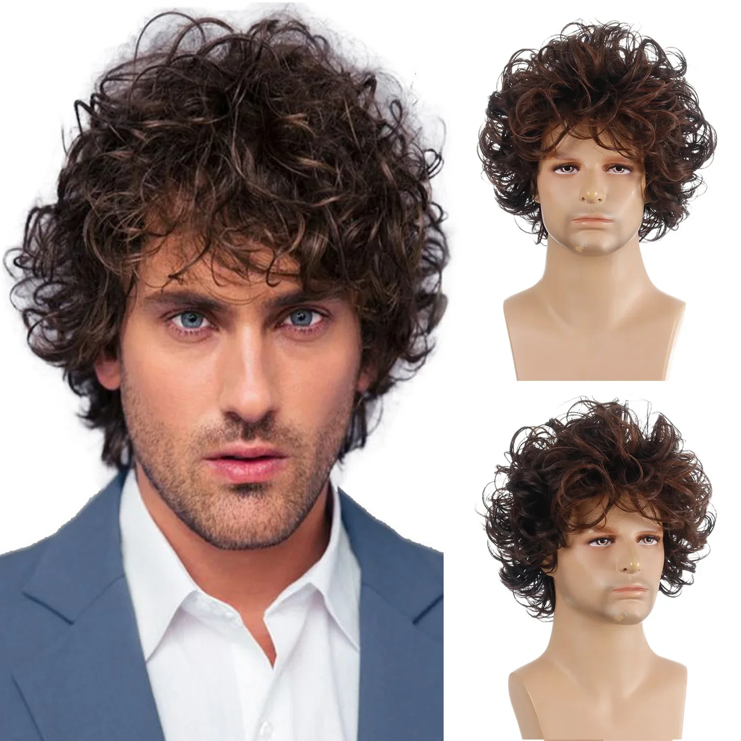 Men Nature Brown Curly Synthetic Wig With Bangs Nature Looking For Male Party Daily Use Heat Resistant Fiber
Men Nature Brown Curly Synthetic Wig With Bangs Nature Looking For Male Party Daily Use Heat Resistant Fiber