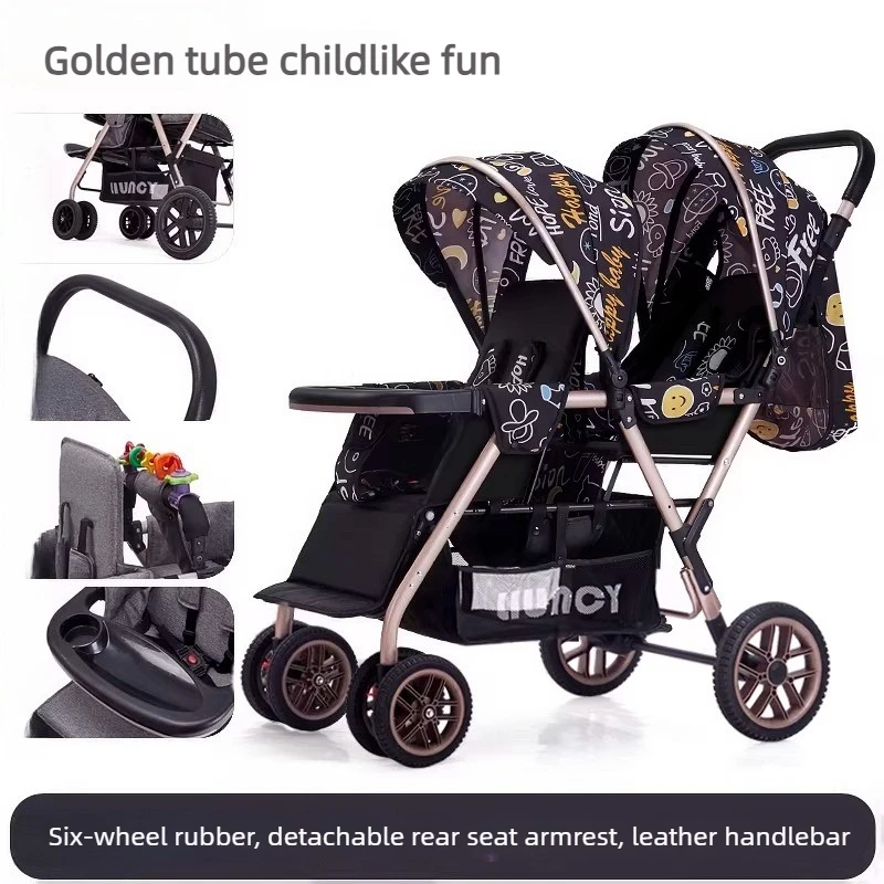 High-view Twin Stroller, Lightweight and Foldable, Can Be Used in Sitting or Reclining Positions, Front and Rear Seating.
High-view Twin Stroller, Lightweight and Foldable, Can Be Used in Sitting or Reclining Positions, Front and Rear Seating.