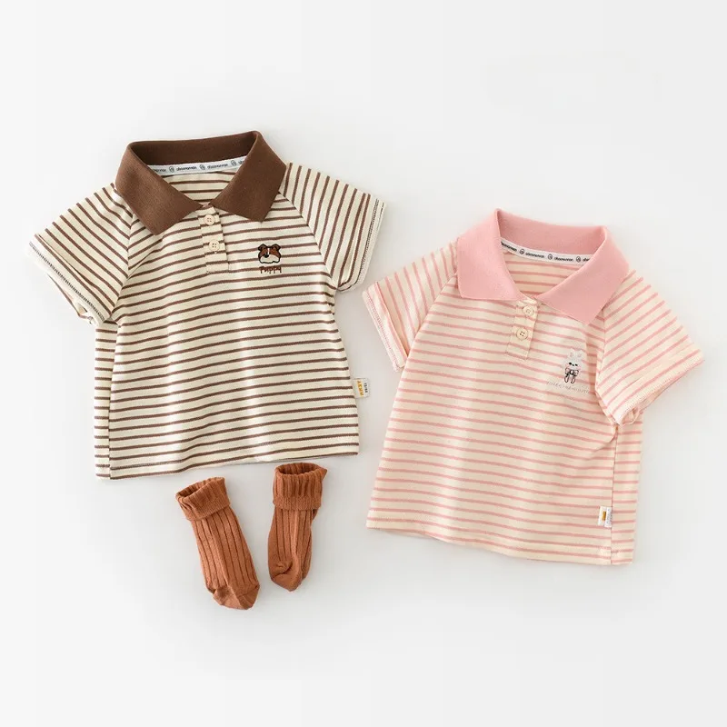 HoneyCherry Short - Sleeved T-Shirts for Boys and Girls in Summer. Baby Striped Cartoon-Themed Polo-Neck T-Shirts
HoneyCherry Short - Sleeved T-Shirts for Boys and Girls in Summer. Baby Striped Cartoon-Themed Polo-Neck T-Shirts