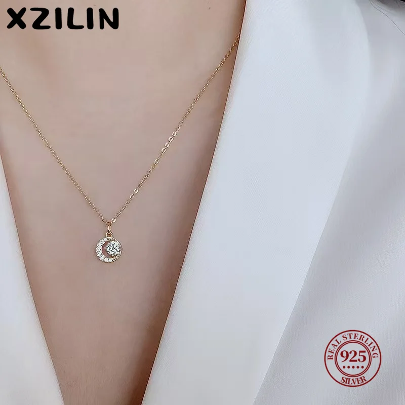 XZiLin стерлингового серебра 925 пробы модное простое ожерелье с подвеской в форме полумесяца и кристаллов Луны женские блестящие элитные свадебные украшения
XZiLin стерлингового серебра 925 пробы модное простое ожерелье с подвеской в форме полумесяца и кристаллов Луны женские блестящие элитные свадебные украшения