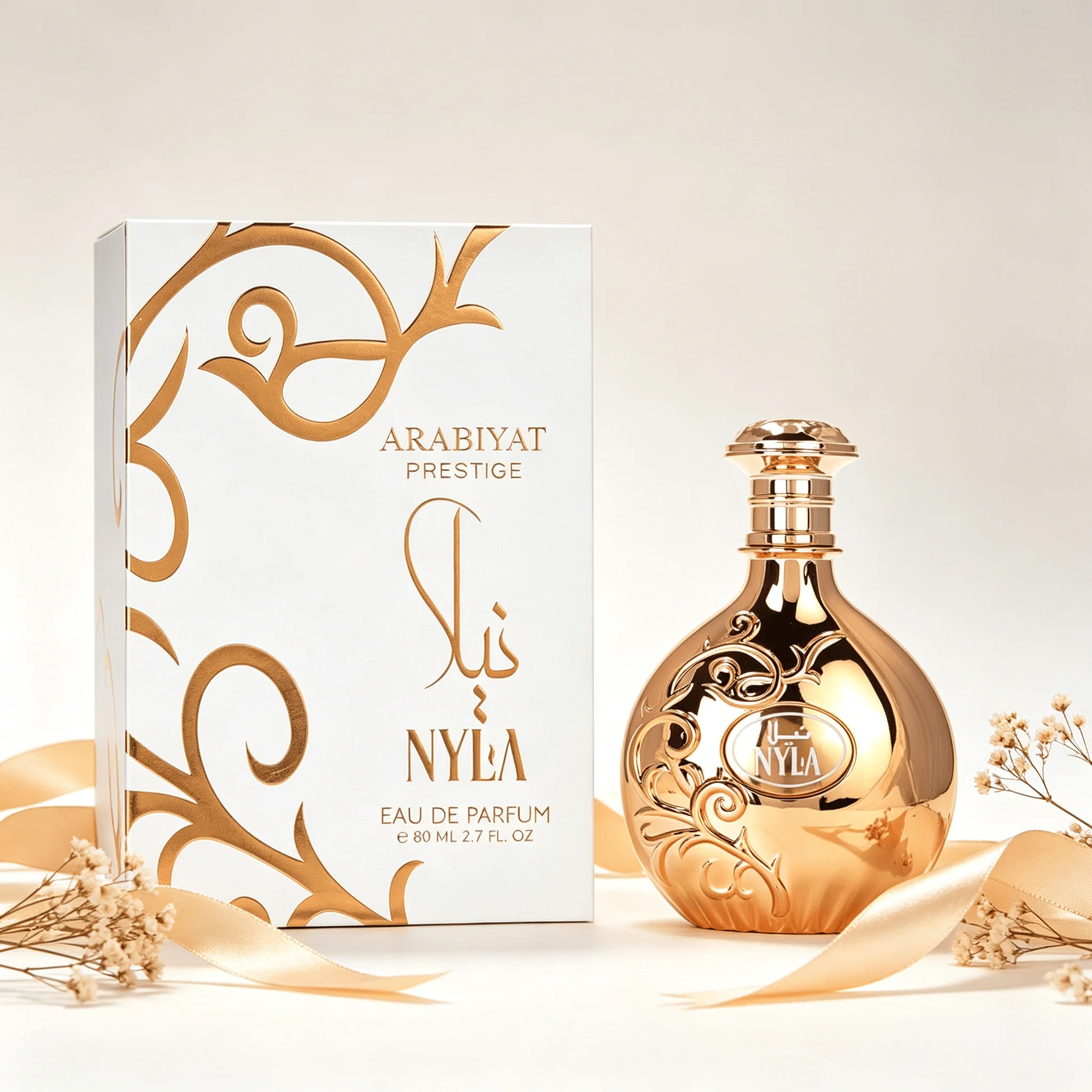 Arabiyat Prestige NYLA Women Eau de Parfum Perfume Creamy Vanilla Rich Floral Oriental Fragrance Long Lasting Shiny Rose Gold Embossed Curved Bottle White Gold Arabesque Gift Box Luxury Arabian Wedding Perfume Gift for Elegant Ladies
Arabiyat Prestige NYLA Women Eau de Parfum Perfume Creamy Vanilla Rich Floral Oriental Fragrance Long Lasting Shiny Rose Gold Embossed Curved Bottle White Gold Arabesque Gift Box Luxury Arabian Wedding Perfume Gift for Elegant Ladies