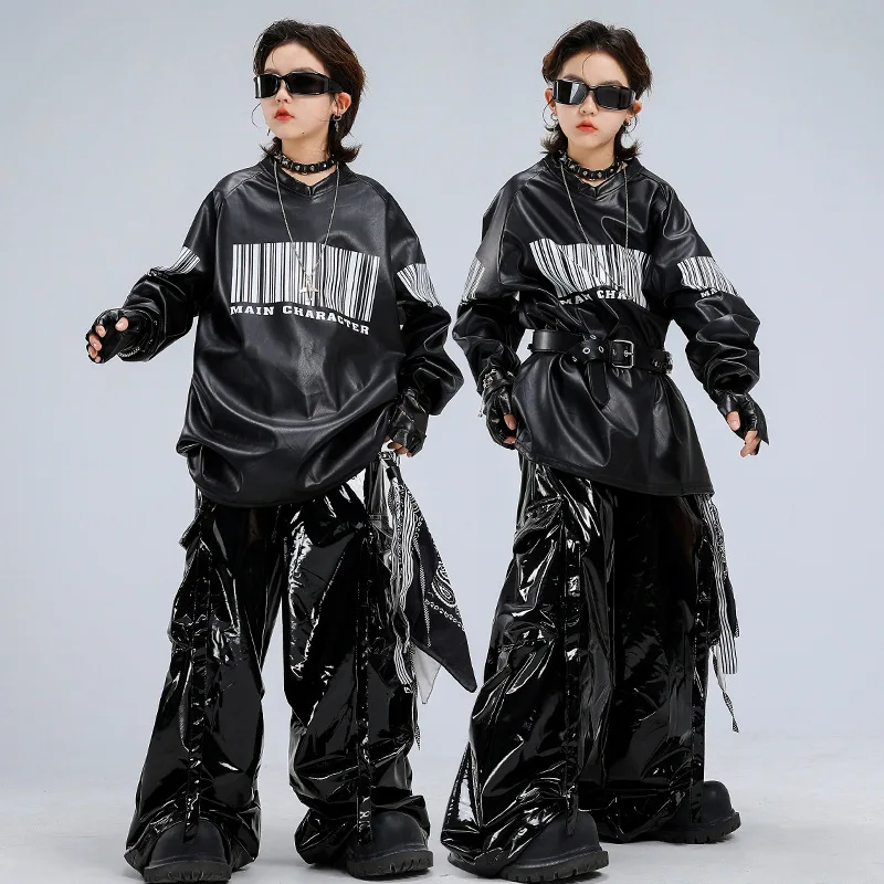 Children Boys Streetwear Hip Hop Leather Sweatshirt T-shirts Pant Sets Kids Girls Jazz Trousers Tracksuits Dance Stage Costumes
Children Boys Streetwear Hip Hop Leather Sweatshirt T-shirts Pant Sets Kids Girls Jazz Trousers Tracksuits Dance Stage Costumes