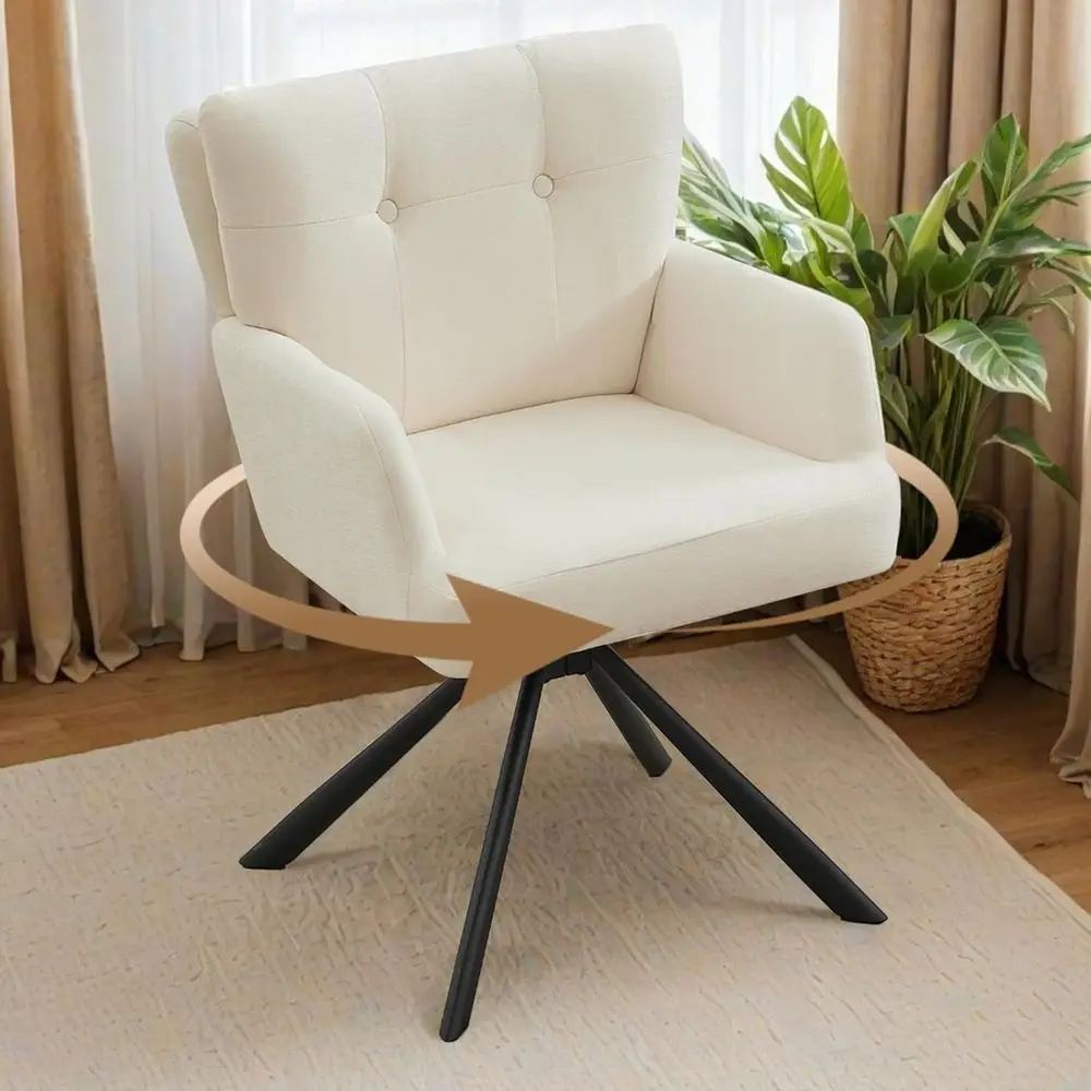 Upholstered Swivel Dining Chair with Back Support, Comfortable Accent Armchair for Home Office, White
Upholstered Swivel Dining Chair with Back Support, Comfortable Accent Armchair for Home Office, White