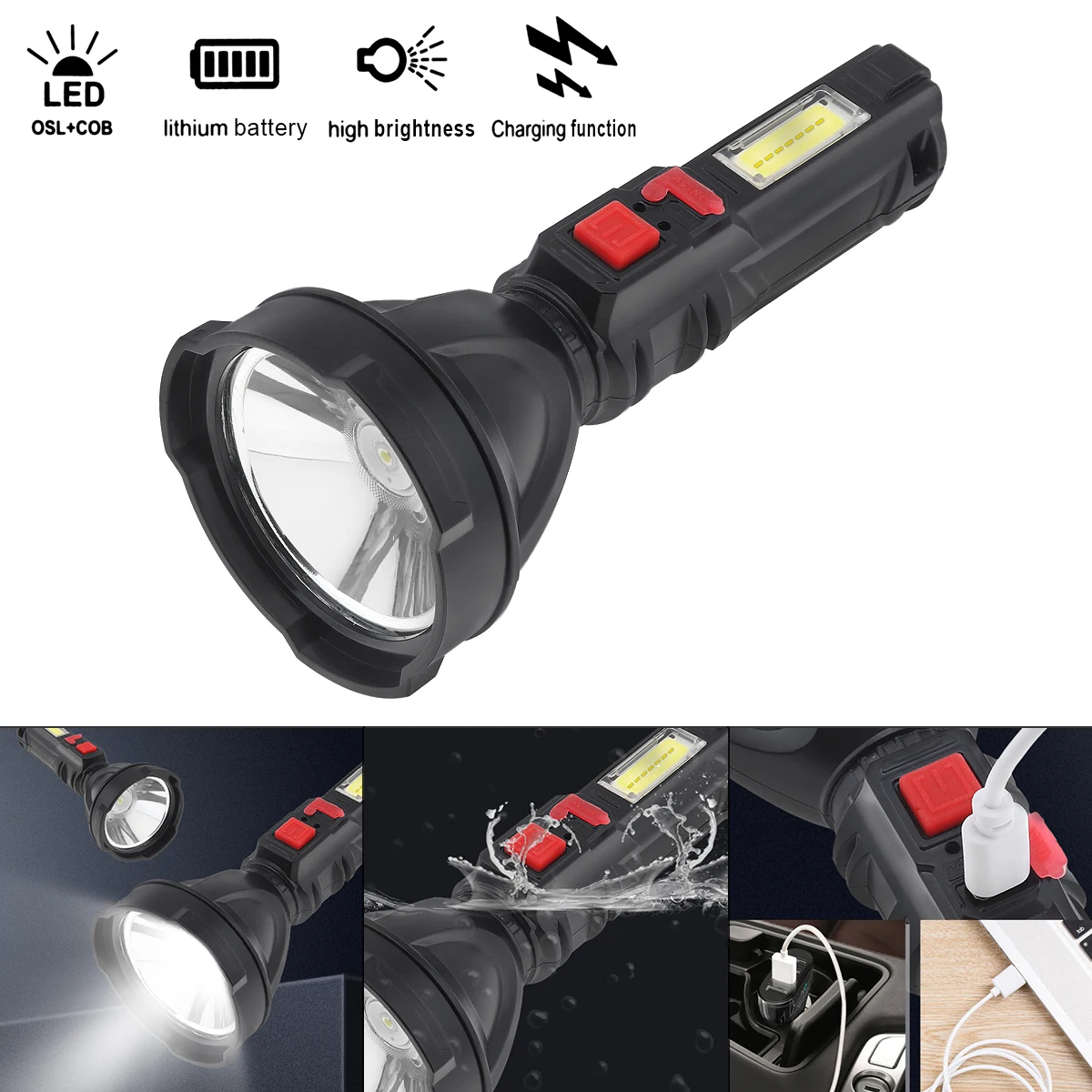 IPX-6 Rechargeable Flashlight HB830 Super Bright Q5 LED Portable Spotlights Handheld Searchlight Torch for Camping Hunting Lamp
IPX-6 Rechargeable Flashlight HB830 Super Bright Q5 LED Portable Spotlights Handheld Searchlight Torch for Camping Hunting Lamp