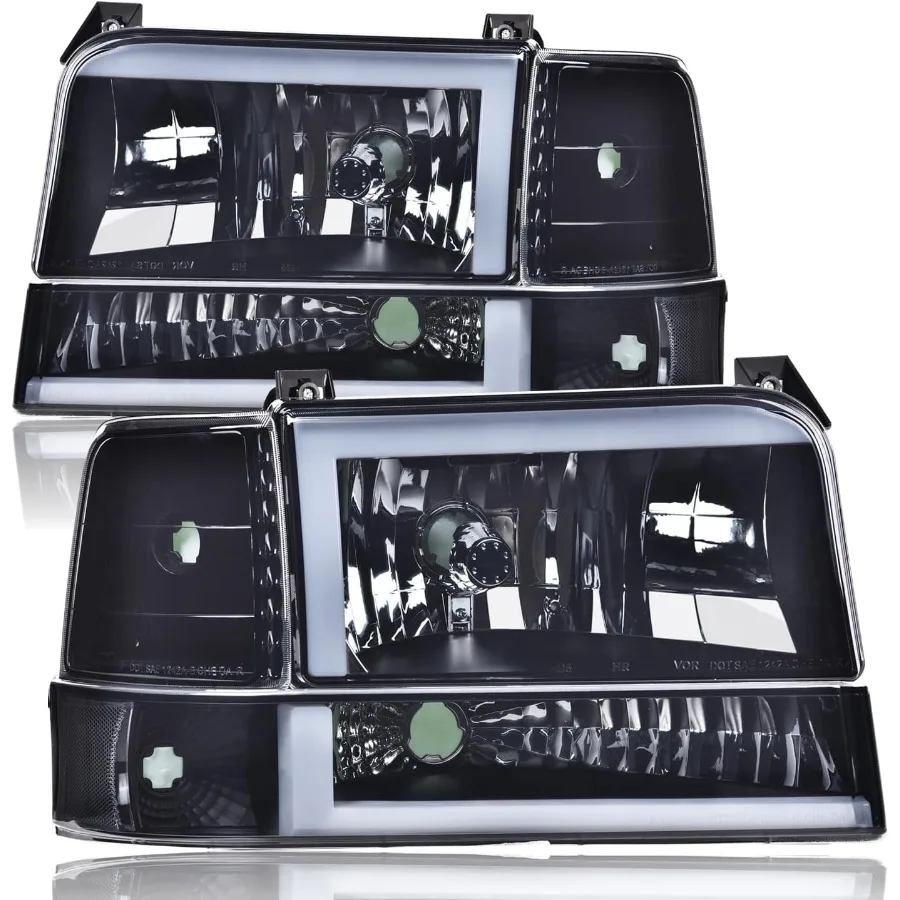 LED Headlight Assembly with Corner Signal Bumper Lamps for 19921996 F150 Bronco F250 F350 Trucks Smoke Lens Black Housing Clea
LED Headlight Assembly with Corner Signal Bumper Lamps for 19921996 F150 Bronco F250 F350 Trucks Smoke Lens Black Housing Clea