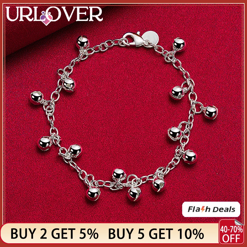 URLOVER 925 Sterling Silver Small Bell Bracelets For Women Bracelet Fashion Charm Jewelry Party Birthday Wedding Accessories
URLOVER 925 Sterling Silver Small Bell Bracelets For Women Bracelet Fashion Charm Jewelry Party Birthday Wedding Accessories