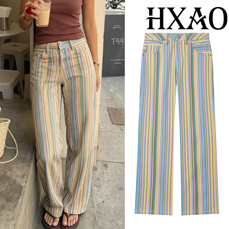 HXAO Striped Women's Jeans Pants Y2K Denim Wide Leg Pants Streetwear Women's Straight Baggy Jeans Pants Colorful Cowboy Pant
HXAO Striped Women's Jeans Pants Y2K Denim Wide Leg Pants Streetwear Women's Straight Baggy Jeans Pants Colorful Cowboy Pant