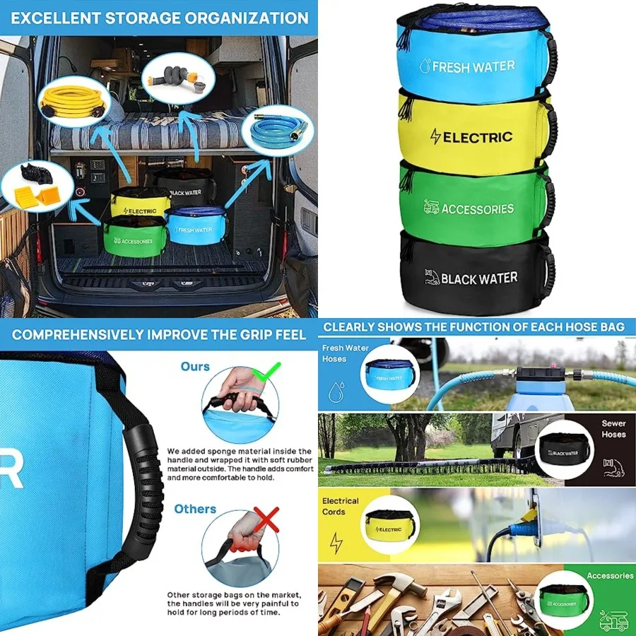 4 Pack Waterproof RV Hose Storage Bags, RV Accessories for Inside, RV Utility Bag for 4 Colors Organization, Store Your Fresh W
4 Pack Waterproof RV Hose Storage Bags, RV Accessories for Inside, RV Utility Bag for 4 Colors Organization, Store Your Fresh W