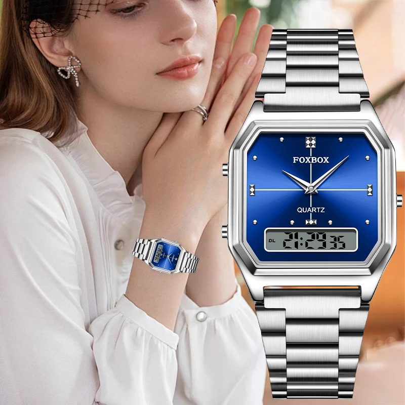 FOXBOX Elegant Luxury Digital Woman Watch Classic Luminous Stainless Waterproof Luminous Ladies Electronic Women's Wristwatches
FOXBOX Elegant Luxury Digital Woman Watch Classic Luminous Stainless Waterproof Luminous Ladies Electronic Women's Wristwatches