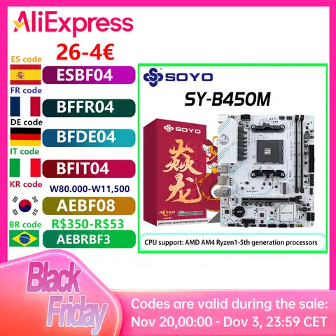 SOYO AMD B450M Game Motherboard DDR4 Memory AM4 Mainboard M.2 NVME Desktop Computer components Supports CPU AMD AM4 Ryzen 5600