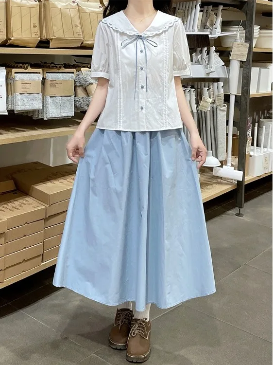 Casual Style Student Wardrobe Doll Collar Embroidered Short Sleeve Shirt Half Skirt Set Summer Slimming Refreshing Anti-Aging...
Casual Style Student Wardrobe Doll Collar Embroidered Short Sleeve Shirt Half Skirt Set Summer Slimming Refreshing Anti-Aging...