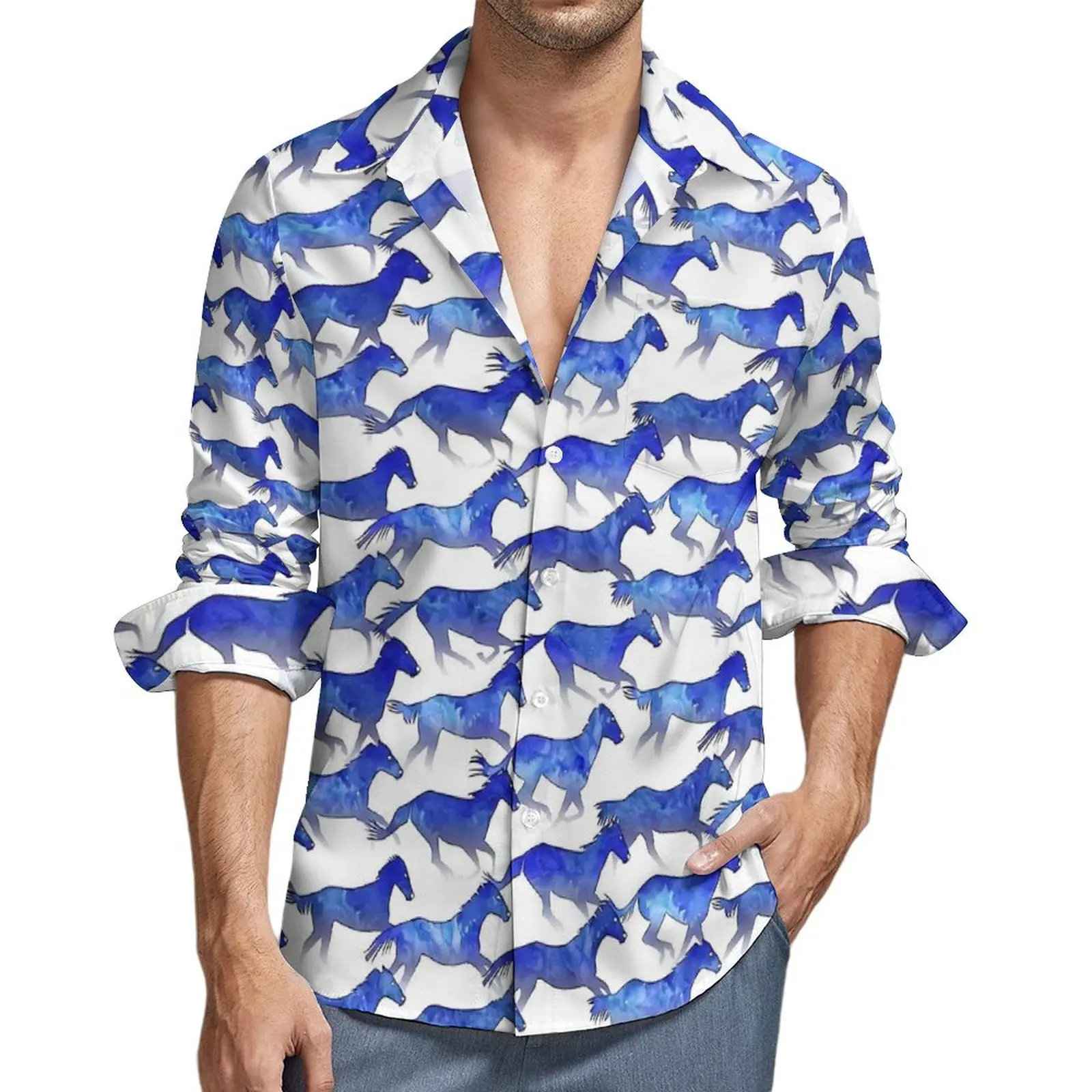 Running Horses Casual Shirt Men Watercolor Animal Streetwear Shirt Autumn Novelty Blouses Long Sleeve Graphic Oversized Clothing
Running Horses Casual Shirt Men Watercolor Animal Streetwear Shirt Autumn Novelty Blouses Long Sleeve Graphic Oversized Clothing