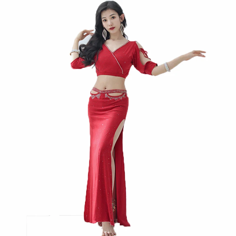 Belly Dance wear Costume Outfit Wear Top Skirt Suit Large size For Adult Women Stage Performance Practice Clothes Training Set
Belly Dance wear Costume Outfit Wear Top Skirt Suit Large size For Adult Women Stage Performance Practice Clothes Training Set