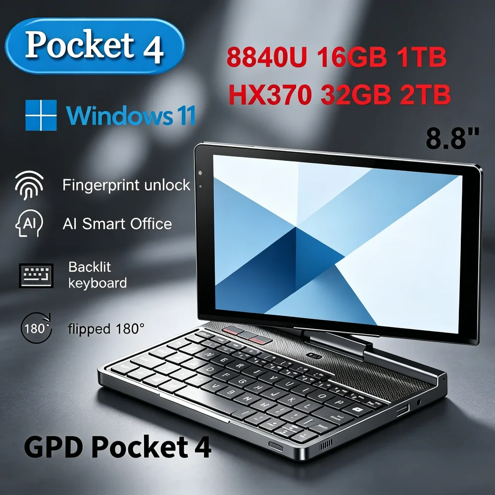 GPD Pocket 4 Ultra Thin Pocket PC, Mini Laptop High Performance AMD Processor Modular Interface Business 8.8-inch AMD AI 9 HX
GPD Pocket 4 Ultra Thin Pocket PC, Mini Laptop High Performance AMD Processor Modular Interface Business 8.8-inch AMD AI 9 HX