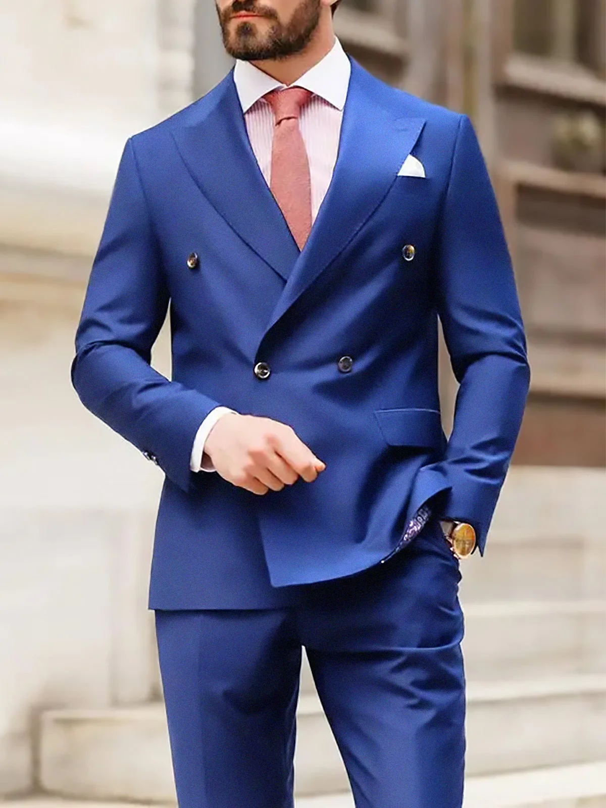 Royal Blue Business Peaked Lapel Suits for Men Slim Fit Double Breasted Tuxedo Boys Suit Trajes De Hombre Anzug Herren Men Suits
Royal Blue Business Peaked Lapel Suits for Men Slim Fit Double Breasted Tuxedo Boys Suit Trajes De Hombre Anzug Herren Men Suits