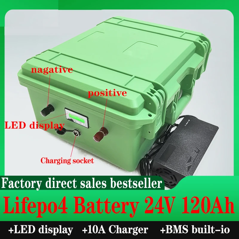 24V 120Ah Lifepo4 Lithium Rion Battery Pack With BMS 150A For Fishing Boat Motor AGV Car Truck Marine Caravan +10A Charger
24V 120Ah Lifepo4 Lithium Rion Battery Pack With BMS 150A For Fishing Boat Motor AGV Car Truck Marine Caravan +10A Charger