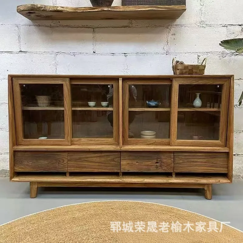 Wabi Sandy Wind Solid Wood Side Cabinet Old Elm Wall Storage Cabinet Homestay Glass Locker Movable Multi-layer Tea Cabinet
Wabi Sandy Wind Solid Wood Side Cabinet Old Elm Wall Storage Cabinet Homestay Glass Locker Movable Multi-layer Tea Cabinet