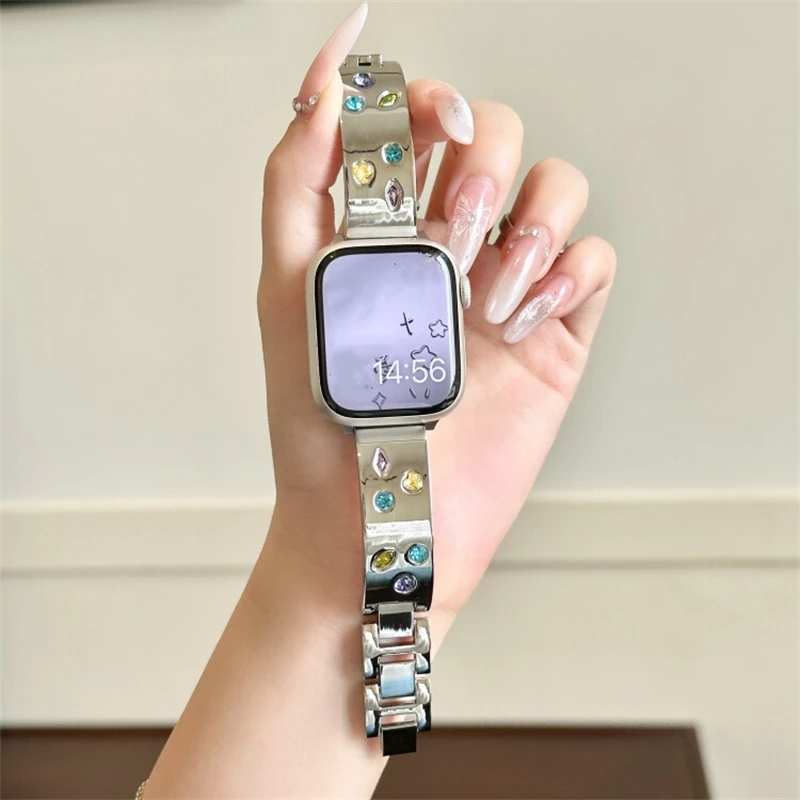 Color Diamond Metal Strap For Apple Watch Series 9 8 7 6 SE 4 5 45/44/42mm Luxury Stylish Bracelet IWatch Ultra 2 49mm 40mm 38mm
Color Diamond Metal Strap For Apple Watch Series 9 8 7 6 SE 4 5 45/44/42mm Luxury Stylish Bracelet IWatch Ultra 2 49mm 40mm 38mm