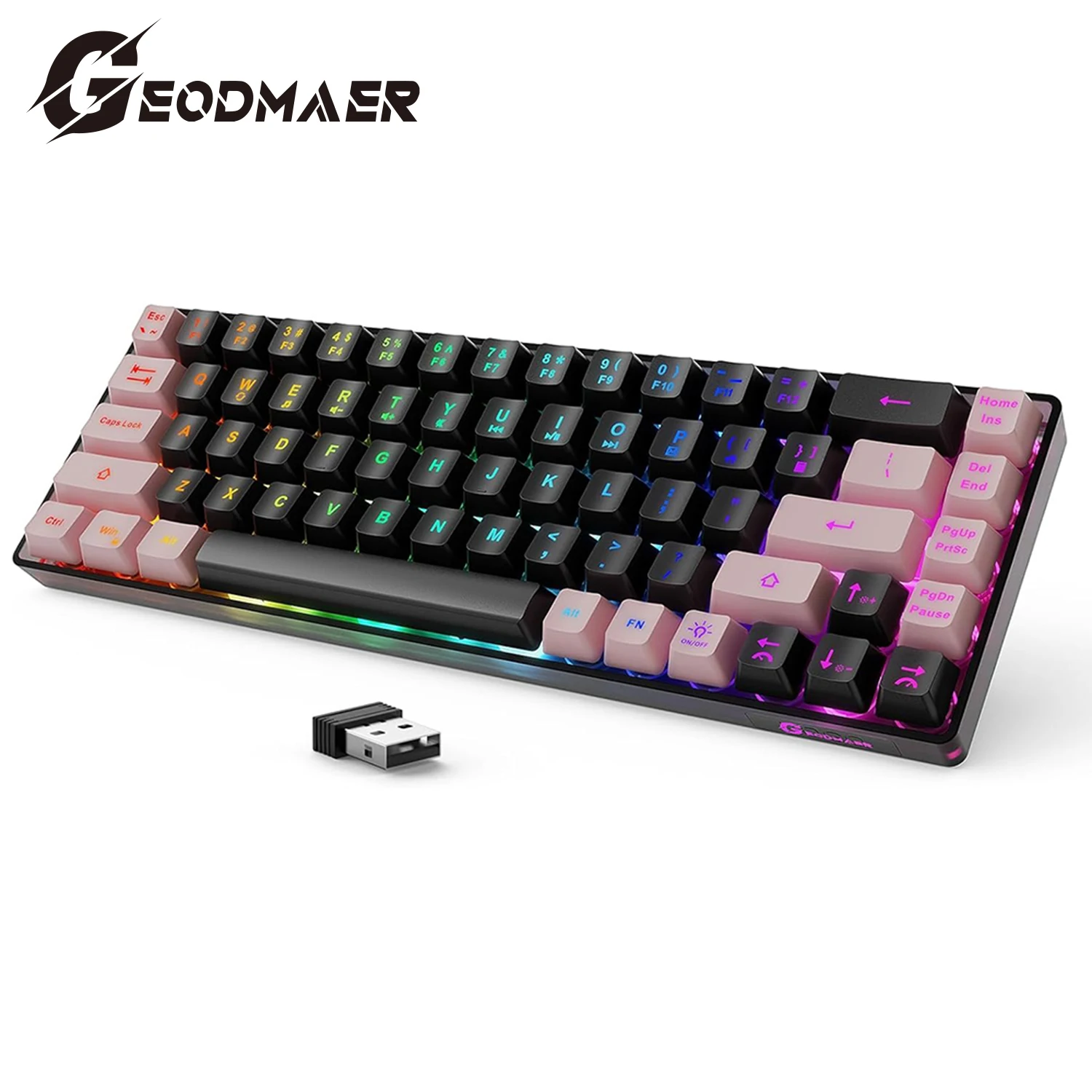 Беспроводная клавиатура 2,4G, перезаряжаемая RGB-подсветка, 68 клавиш, ультракомпактная беспроводная клавиатура с защитой от ореолов и конфолирования для ПК, ноутбука
Беспроводная клавиатура 2,4G, перезаряжаемая RGB-подсветка, 68 клавиш, ультракомпактная беспроводная клавиатура с защитой от ореолов и конфолирования для ПК, ноутбука