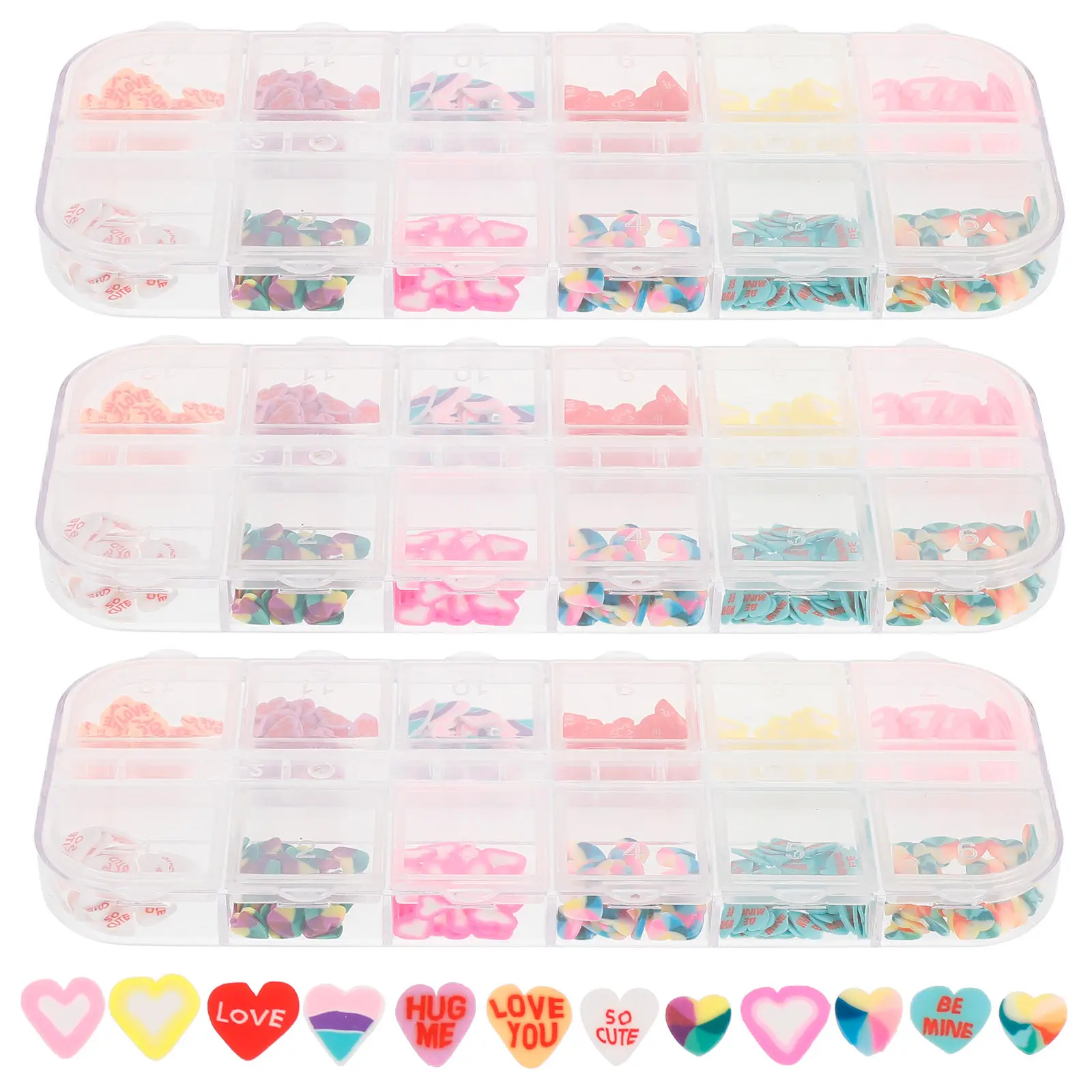 3 Boxes Valentine's Day Heart Nail Clay Decals Classic Romantic Nail Charms Suitable for Natural Artificial Nails
3 Boxes Valentine's Day Heart Nail Clay Decals Classic Romantic Nail Charms Suitable for Natural Artificial Nails