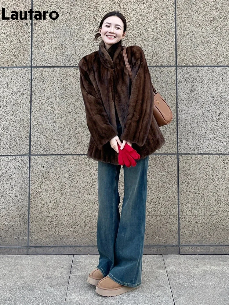 Lautaro Autumn Winter Thick Warm Brown Faux Mink Fur Coat Women Stand Collar Luxury Elegant Chic Soft Fluffy Jacket Clothes 2026
Lautaro Autumn Winter Thick Warm Brown Faux Mink Fur Coat Women Stand Collar Luxury Elegant Chic Soft Fluffy Jacket Clothes 2026