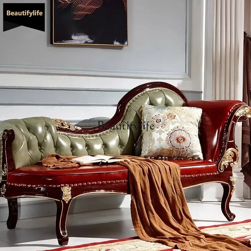 Solid wood chaise longue American living room single leather sofa bed beauty couch leather recliner
Solid wood chaise longue American living room single leather sofa bed beauty couch leather recliner
